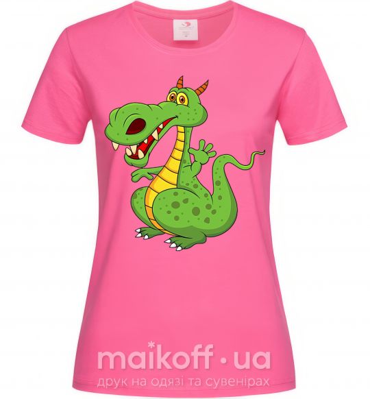 Жіноча футболка Мультяшный дракон Яскраво-рожевий фото