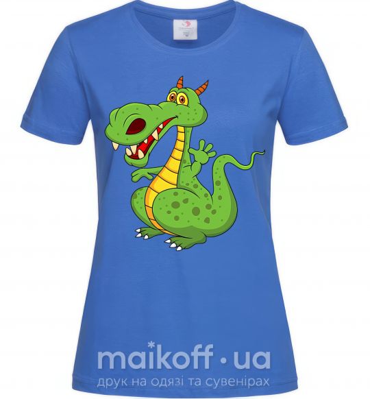 Жіноча футболка Мультяшный дракон Яскраво-синій фото