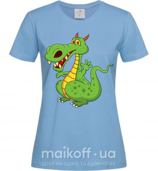 Жіноча футболка Мультяшный дракон Блакитний фото