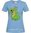 Женская футболка Мультяшный дракон Голубой фото