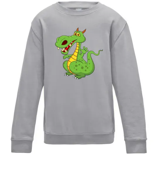 Детский Свитшот Мультяшний дракон Серый меланж фото