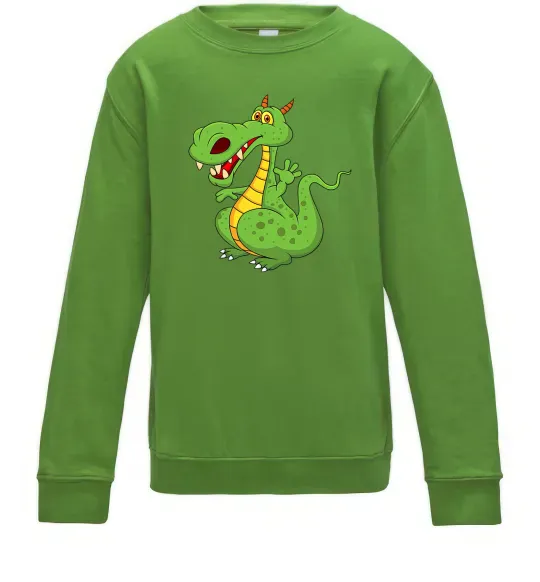 Детский Свитшот Мультяшний дракон Лаймовый фото