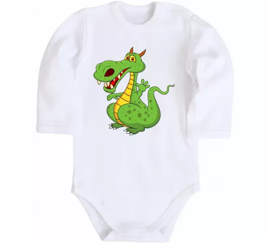 Дитячий бодік Мультяшний дракон Білий фото