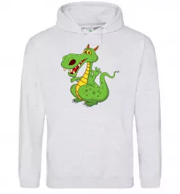 Мужская толстовка (худи) Мультяшний дракон Серый меланж фото