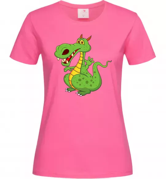 Женская футболка Мультяшний дракон Ярко-розовый фото