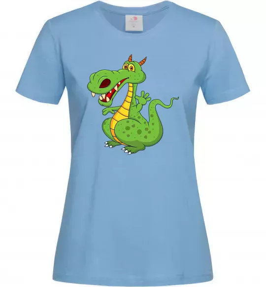 Женская футболка Мультяшний дракон Голубой фото