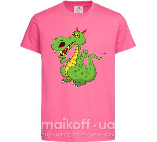 Детская футболка Мультяшный дракон Ярко-розовый фото