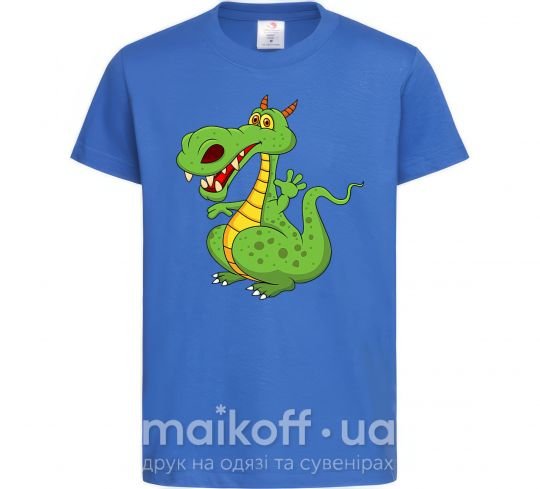 Дитяча футболка Мультяшный дракон Яскраво-синій фото