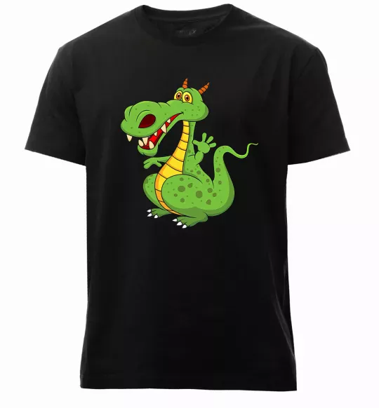 Чоловіча преміум футболка Мультяшний дракон Чорний фото