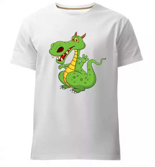 Чоловіча преміум футболка Мультяшний дракон Білий фото