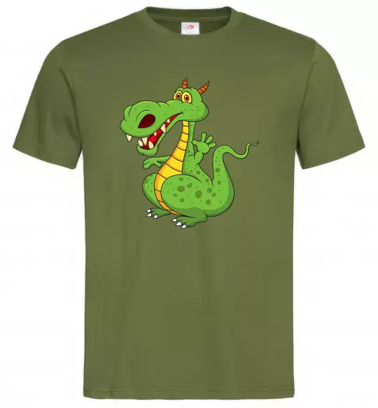Чоловіча футболка Мультяшний дракон Оливковий фото