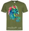 Мужская футболка Pastel dragon Оливковый фото