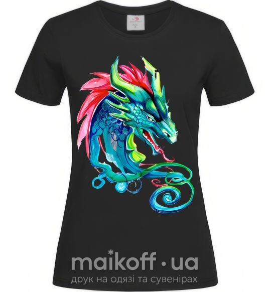 Женская футболка Pastel dragon Черный фото