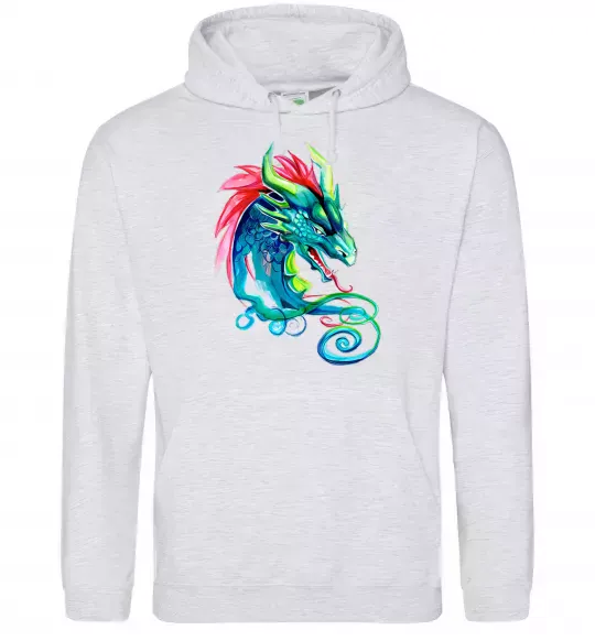 Мужская толстовка (худи) Pastel dragon Серый меланж фото