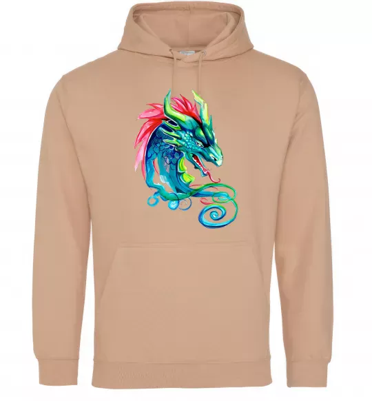 Мужская толстовка (худи) Pastel dragon Песочный фото