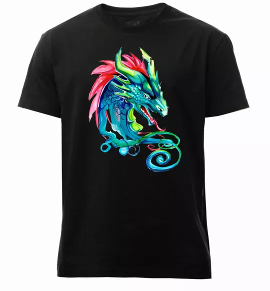 Чоловіча преміум футболка Pastel dragon Чорний фото