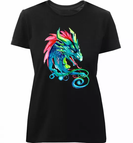 Жіноча преміум футболка Pastel dragon Чорний фото