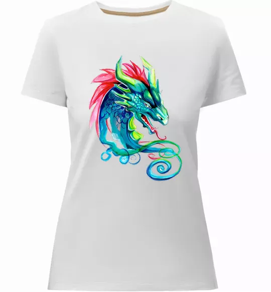 Жіноча преміум футболка Pastel dragon Білий фото