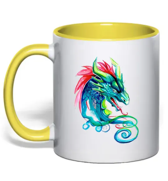 Чашка з кольоровою ручкою Pastel dragon Сонячно жовтий фото