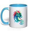 Чашка с цветной ручкой Pastel dragon Голубой фото