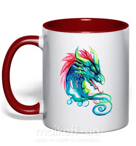 Чашка з кольоровою ручкою Pastel dragon Червоний фото