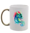 Чашка з кольоровою ручкою Pastel dragon Золото фото