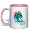 Чашка з кольоровою ручкою Pastel dragon Ніжно рожевий фото