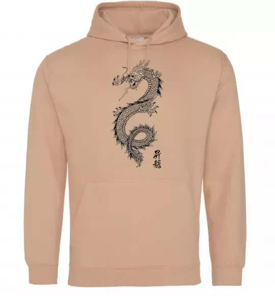 Мужская толстовка (худи) Japan dragon Песочный фото