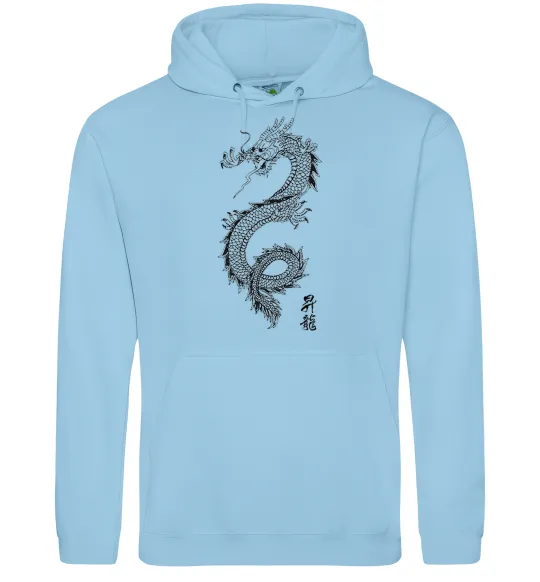 Мужская толстовка (худи) Japan dragon Голубой фото