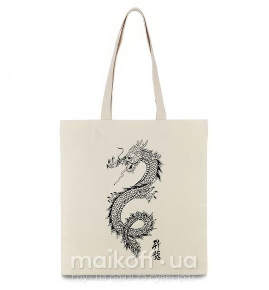 Эко-сумка Japan dragon Бежевый фото