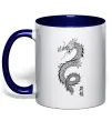 Чашка с цветной ручкой Japan dragon Глубокий темно-синий фото