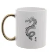 Чашка с цветной ручкой Japan dragon Золото фото