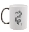 Чашка с цветной ручкой Japan dragon Серебро фото