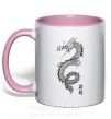 Чашка с цветной ручкой Japan dragon Нежно розовый фото