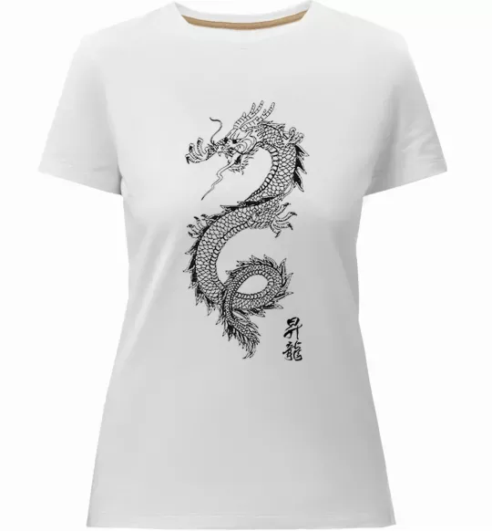 Жіноча преміум футболка Japan dragon Білий фото