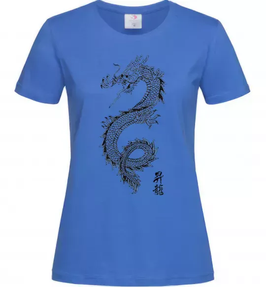 Жіноча футболка Japan dragon Яскраво-синій фото