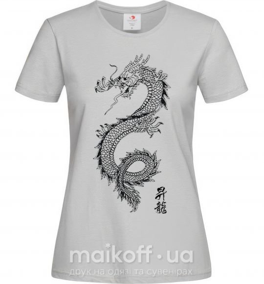 Женская футболка Japan dragon Серый фото