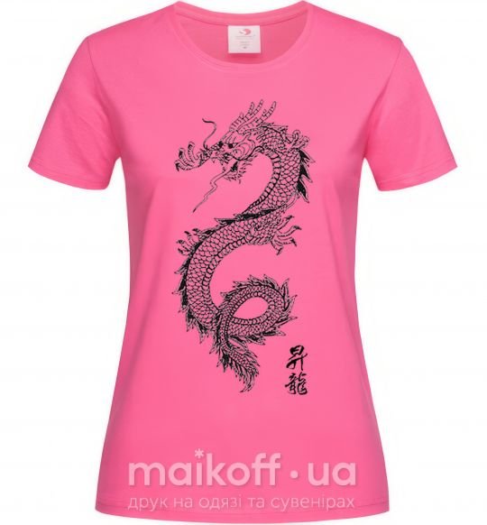Женская футболка Japan dragon Ярко-розовый фото