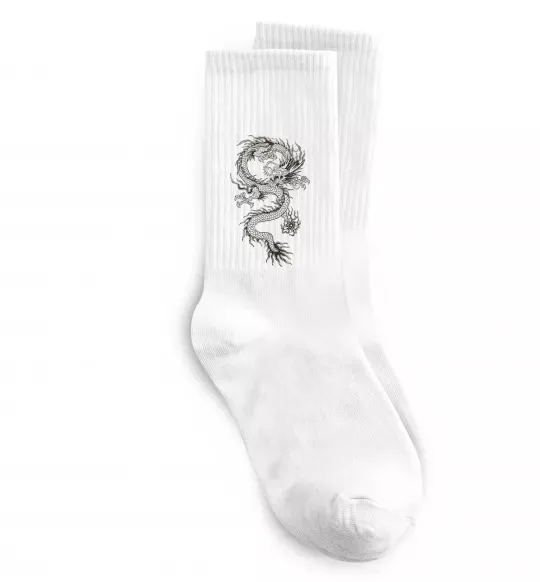 Носки Малюнок дракона Белый фото