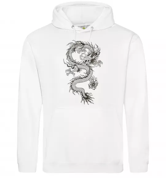 Чоловіча толстовка (худі) Малюнок дракона Білий фото