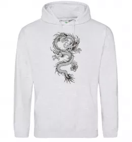 Мужская толстовка (худи) Мультяшний дракон Серый меланж фото