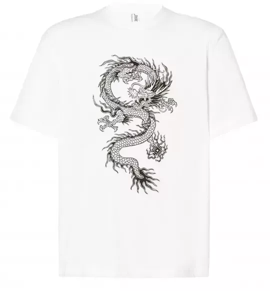 Футболка Оверсайз Малюнок дракона Білий фото