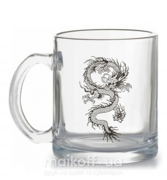 Чашка стеклянная Рисунок дракона Прозрачный фото
