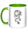 Чашка с цветной ручкой Малюнок дракона Лаймовый фото