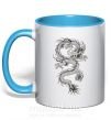 Чашка с цветной ручкой Рисунок дракона Голубой фото