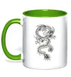 Чашка з кольоровою ручкою Малюнок дракона Зелений Чашка з кольоровою ручкою Малюнок дракона Зелений фото