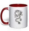 Чашка с цветной ручкой Рисунок дракона Красный фото