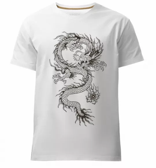 Чоловіча преміум футболка Малюнок дракона Білий фото