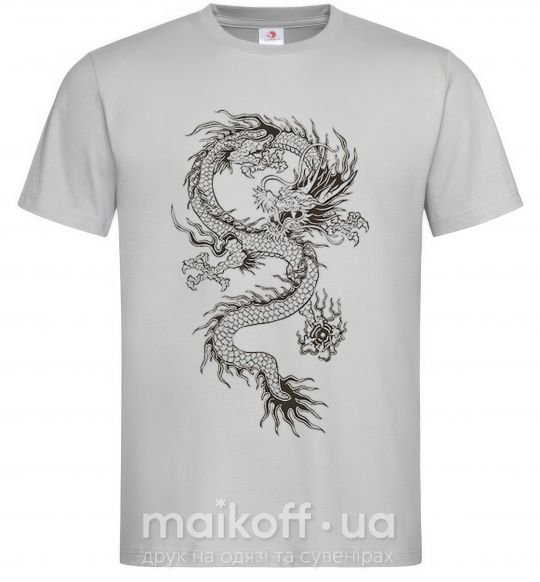 Мужская футболка Рисунок дракона Серый фото