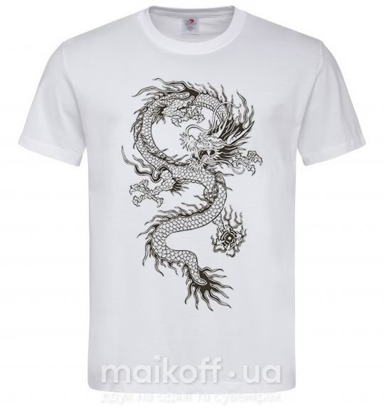 Чоловіча футболка Рисунок дракона Білий фото